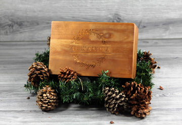 custom laser engraved name on wooden essential oil storage box